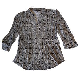 Cocomo NWOT collar V-neck Geometric Tunic type blouse 3/4 sleeves Size S